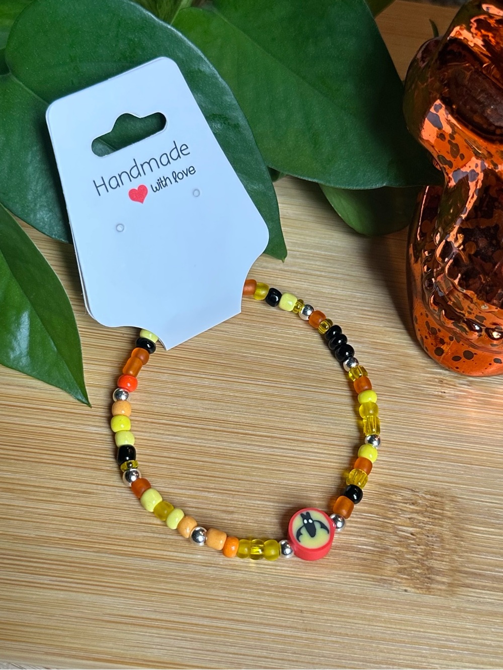 🦇✨ Bat Stretchy‎ Beaded Bracelet | Handmade | Clay Bat Charm 🦇